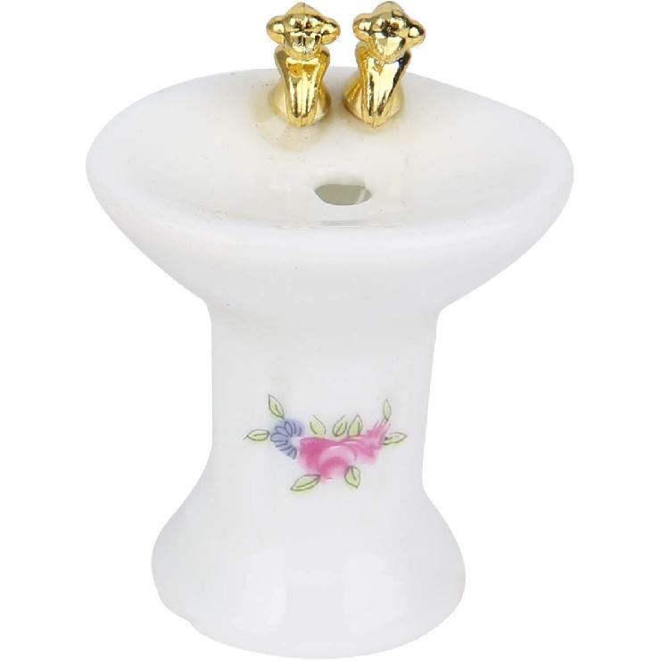 Hztyyier Dollhouse Miniature Bathroom Set, 1: 24 Dollhouse Miniature Porcelain Bathroom Set, Mini Dollhouse Furniture for Decoration(#3)