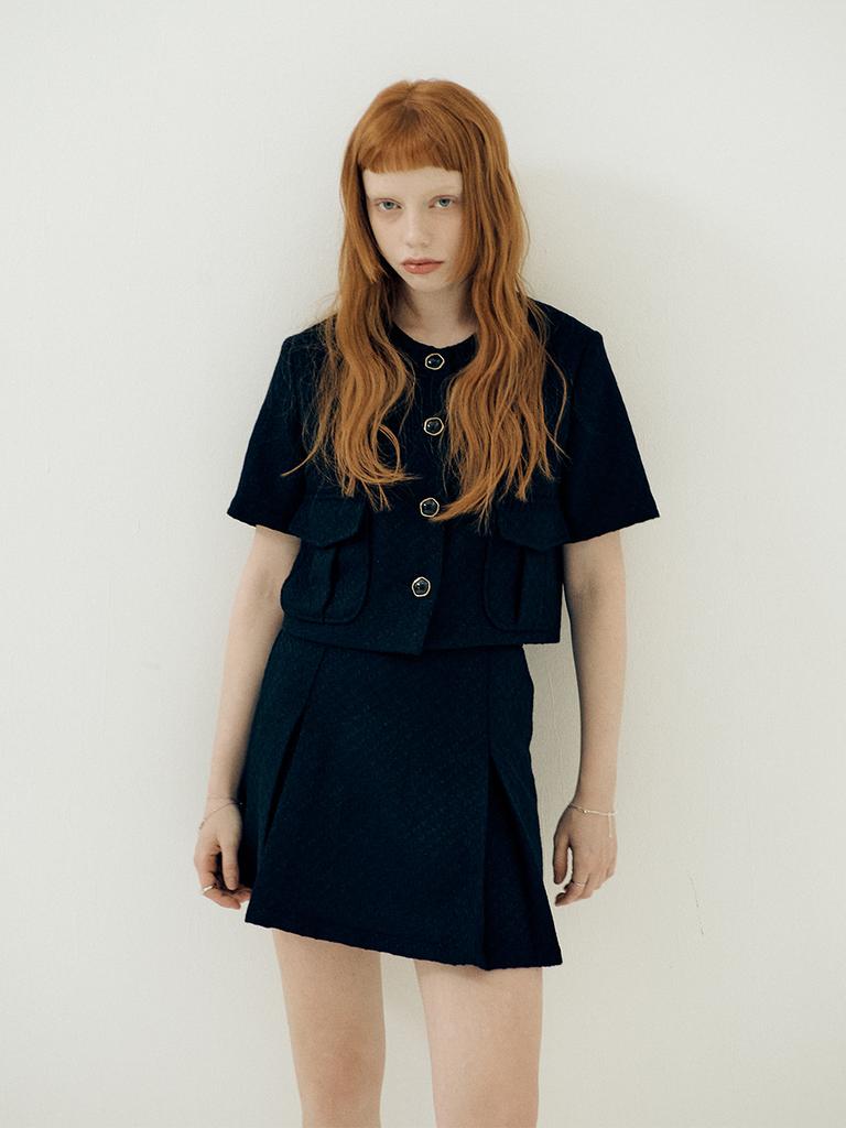 Vi Lac Tea Genie Slit Tweed Skirt