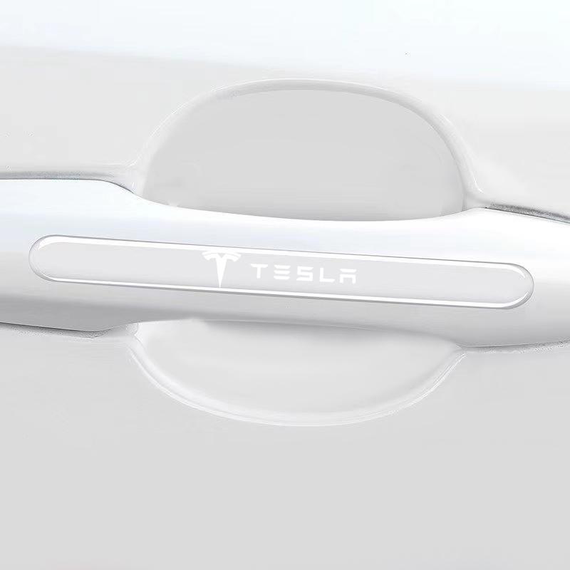 4pcs Transparent Car Door Handle Anti Scratches 3D Sticker Protector Film For Tesla Model S Model X Model Y Model 3 Roadster SpaceX Accessory