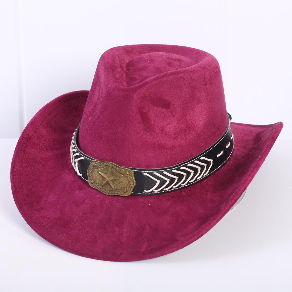 Beliebter europäischer und amerikanischer klassischer Wildleder Western Cowboyhut für Herren und Damen Mode LO Stil Herzförmiger Cowboyhut