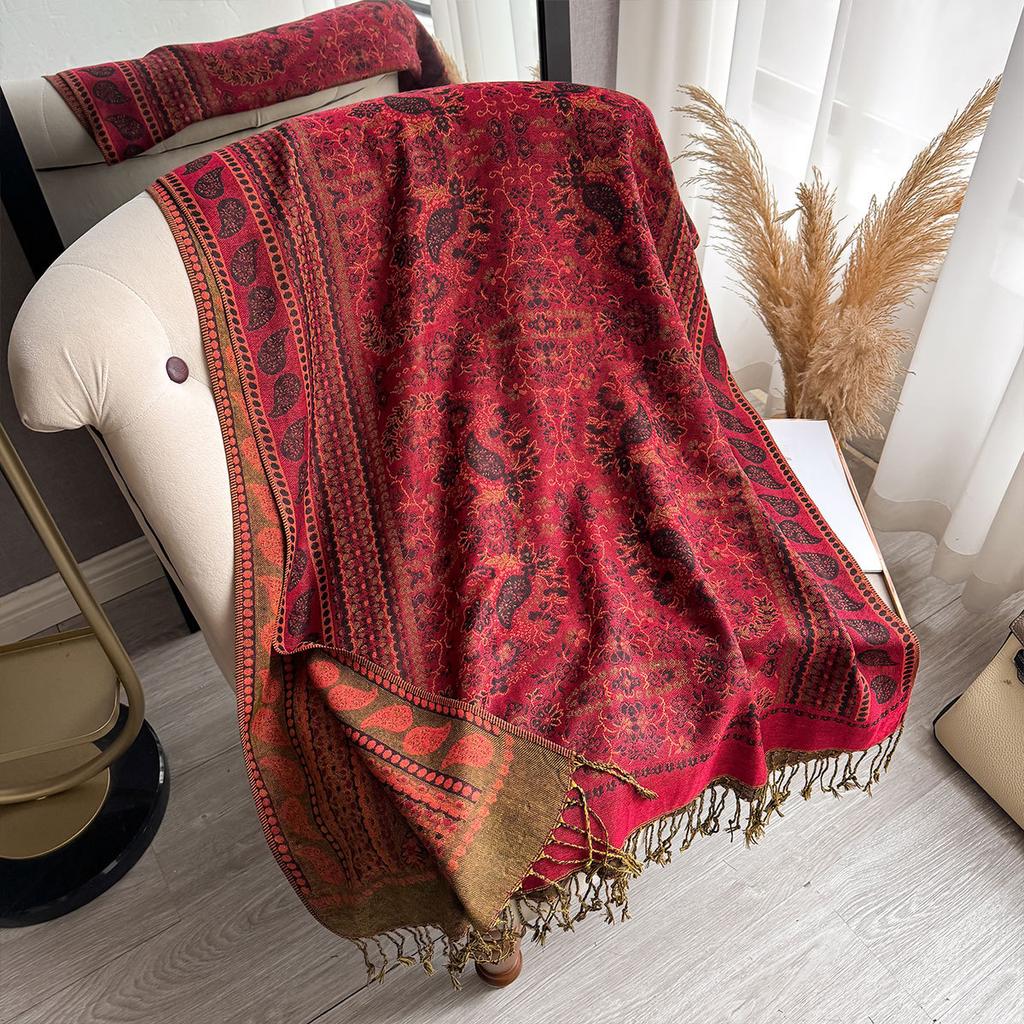 Retro Imitation Cashmere Scarf Yunnan Xizang Travel Fashion Wear Cape Thickened Warm Scarf Women