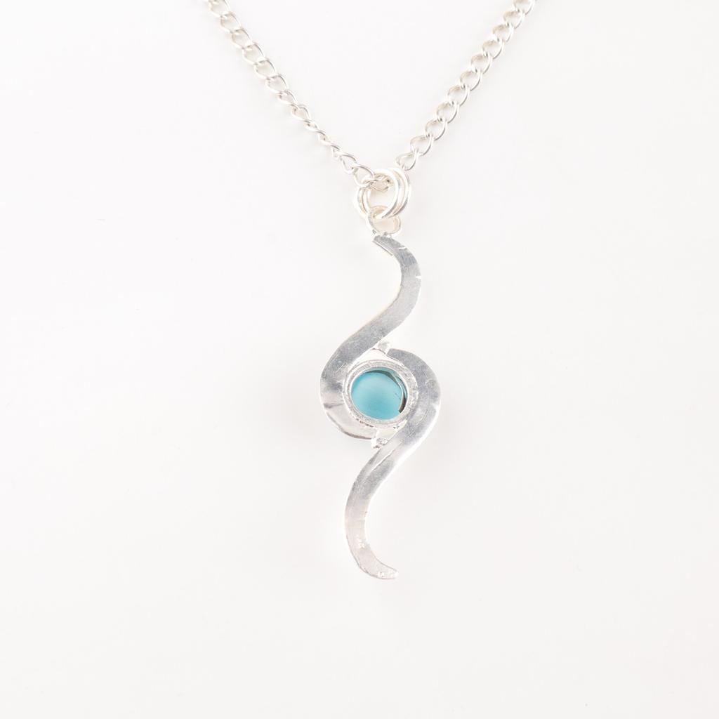 Natural Blue Cat's Eye Gemstone 925 Solid Silver Jewelry Handmade Long Pendant PP-44-38