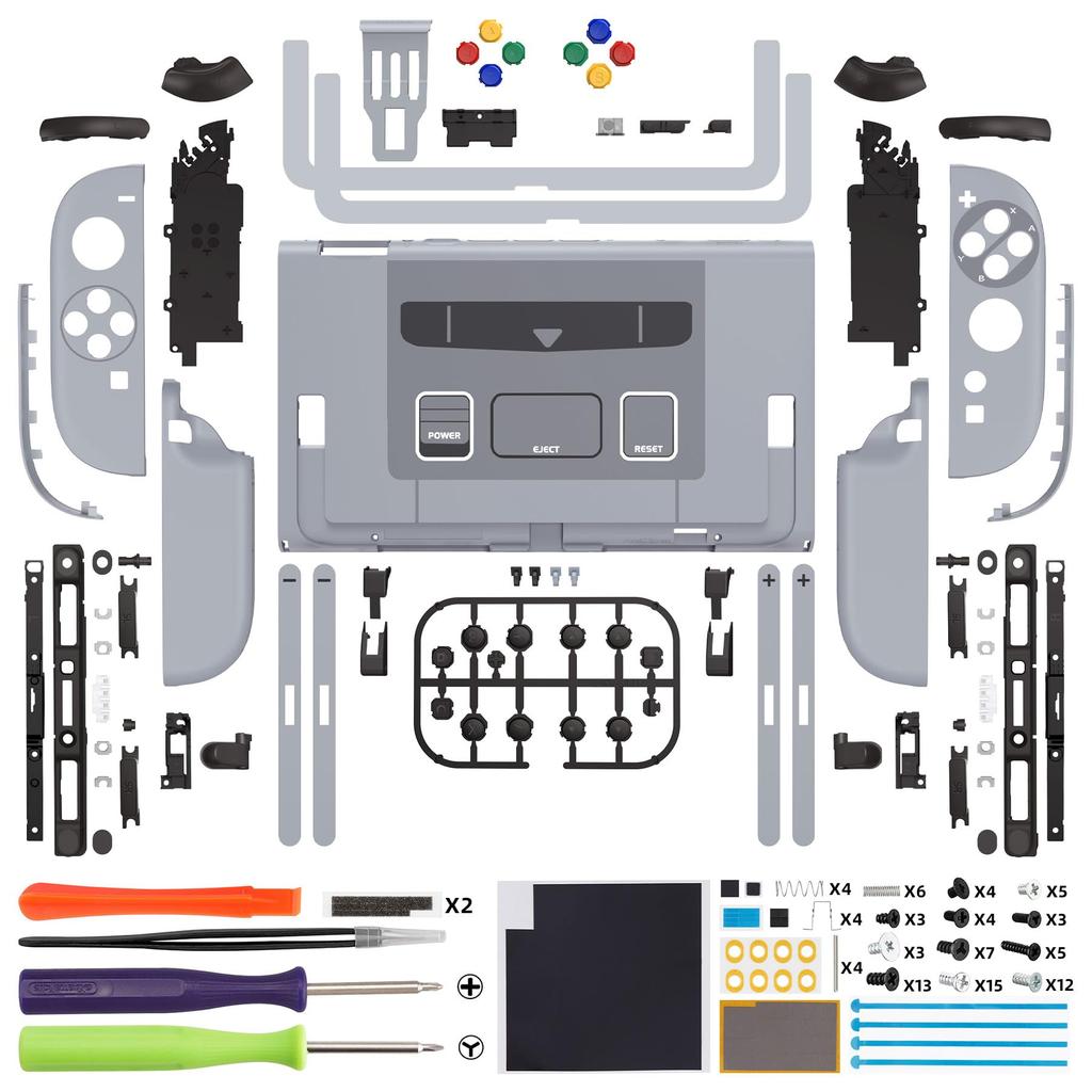 EXtremeRate DIY Ersatzschalen-Tasten für Nintendo Switch Benutzerdefiniertes Komplettset für Switch 2 2 mit Rückplatte und Controller-Gehäuse Deluxe Edition