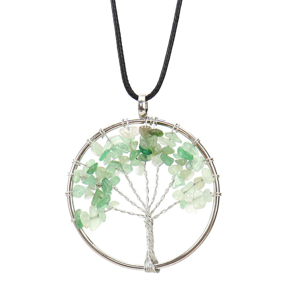 Hand-Wound Natural Gravel Crystal Tree Of Life, Natural Stone Fortune Tree Colorful Necklace N85