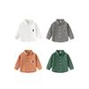 Boys' Shirts Pure Cotton Spring and Autumn Children's Clothing Kids Polo Shirt Plaid Shirt Baby Boy Long-Sleeved Collared Top