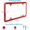 Red License Plate Frames 2 Pack, License Plate Holders Stainless Steel, Universal US Car License Plate Covers With Screws Washers Caps (4 Holes)