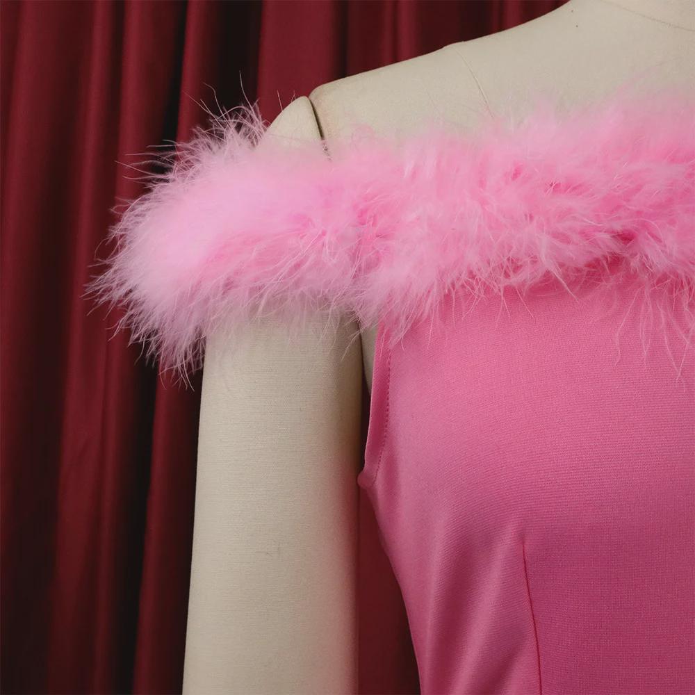 D285 2022 New Women's European & American Fashion Feather Evening Gown