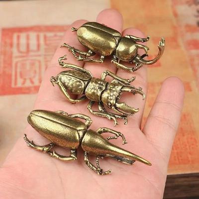 Ornamentos de Besouro de Latão Sólido Unicórnios Criativos Fada Simulação Cobre Inseto Bichinhos de Chá Brincados à Mão Ornamentos de Mesa de Casa Presente