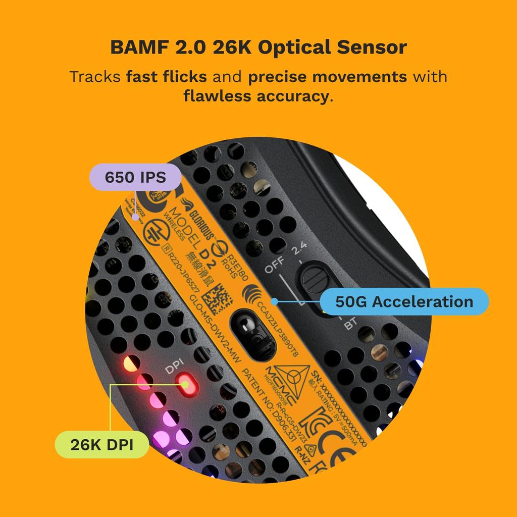 Glorious Model D 2 Wireless Matte Black Wired/Wireless Gaming Mouse GLO-MS-DWV2-MB MS0719