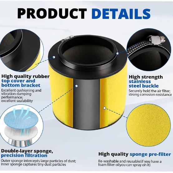 Compatible with 2pcs 17254-HPO-A00 Air Filter Compatible with Pioneer 700 Foreman 500 Rincon 680 Big Red MUV700 TRX500TM TRX500FA TRX500FGA TRX680FA
