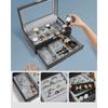 12 Slot PU Leather Lockable Watch Storage Boxes, Men & Women's Jewelry Display Drawer Case, 2-tier Organizer Watch Showcase