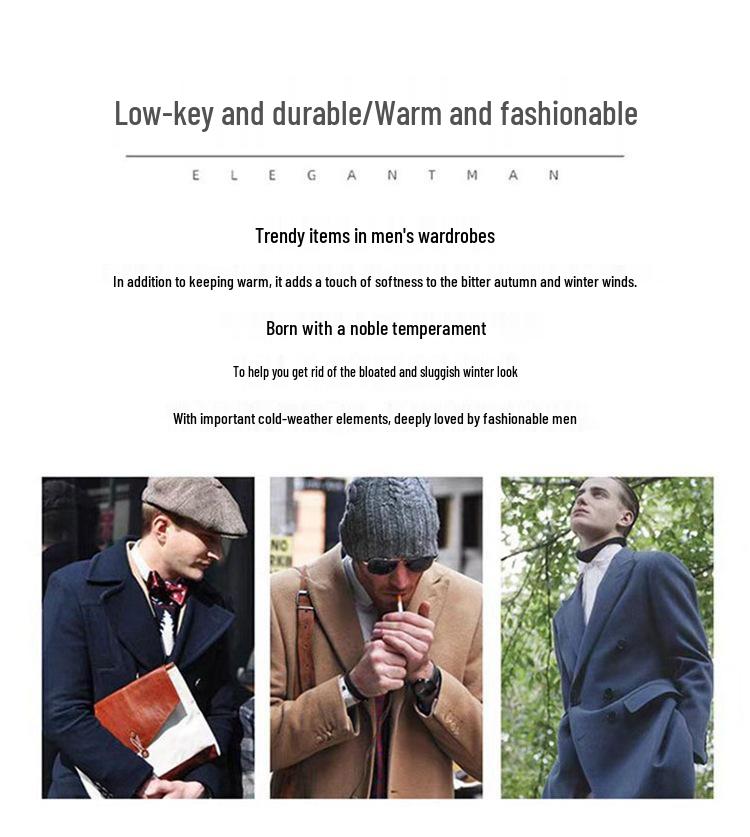 2024 Men's Winter Down Jacket - Mid-length Business Lapel Coat with Detachable Liner