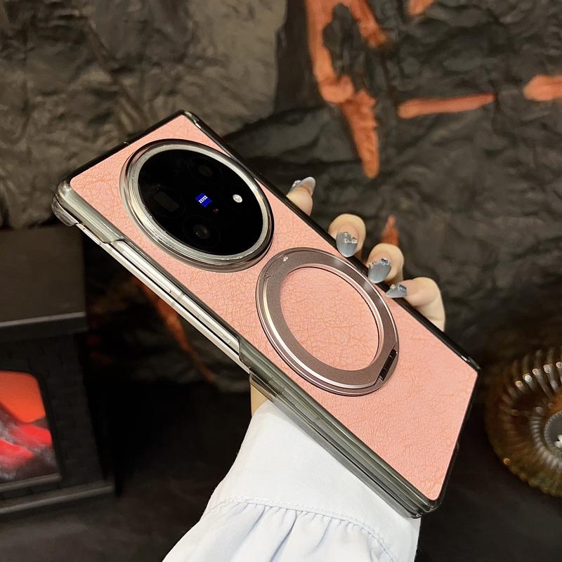 

For Vivo X Fold 5 Case Hinge Magnetic PU Leather Ring Stand Holder Cover For VIVO X Fold5 vivo X Fold5