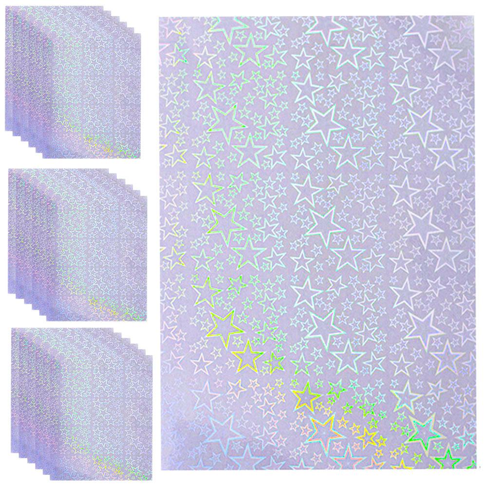 Holographic Glitter Laser Self Adhesive Waterproof  Vinyl Stickers A4 Size Overlay Photos Windows Laptops Decorations 10pcs Sets