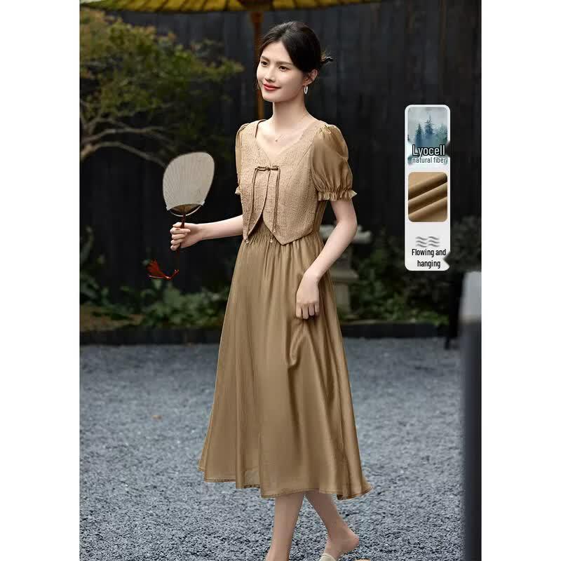 XWI Women s New Chinese Style Cheongsam Button Dress M