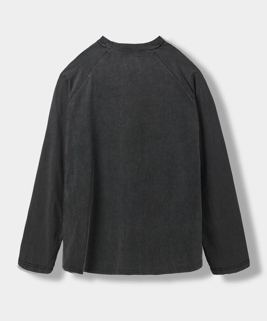 Dimiteulibeullaeg Raglan Color Block Pigment Artwork T-Shirt_Charcoal