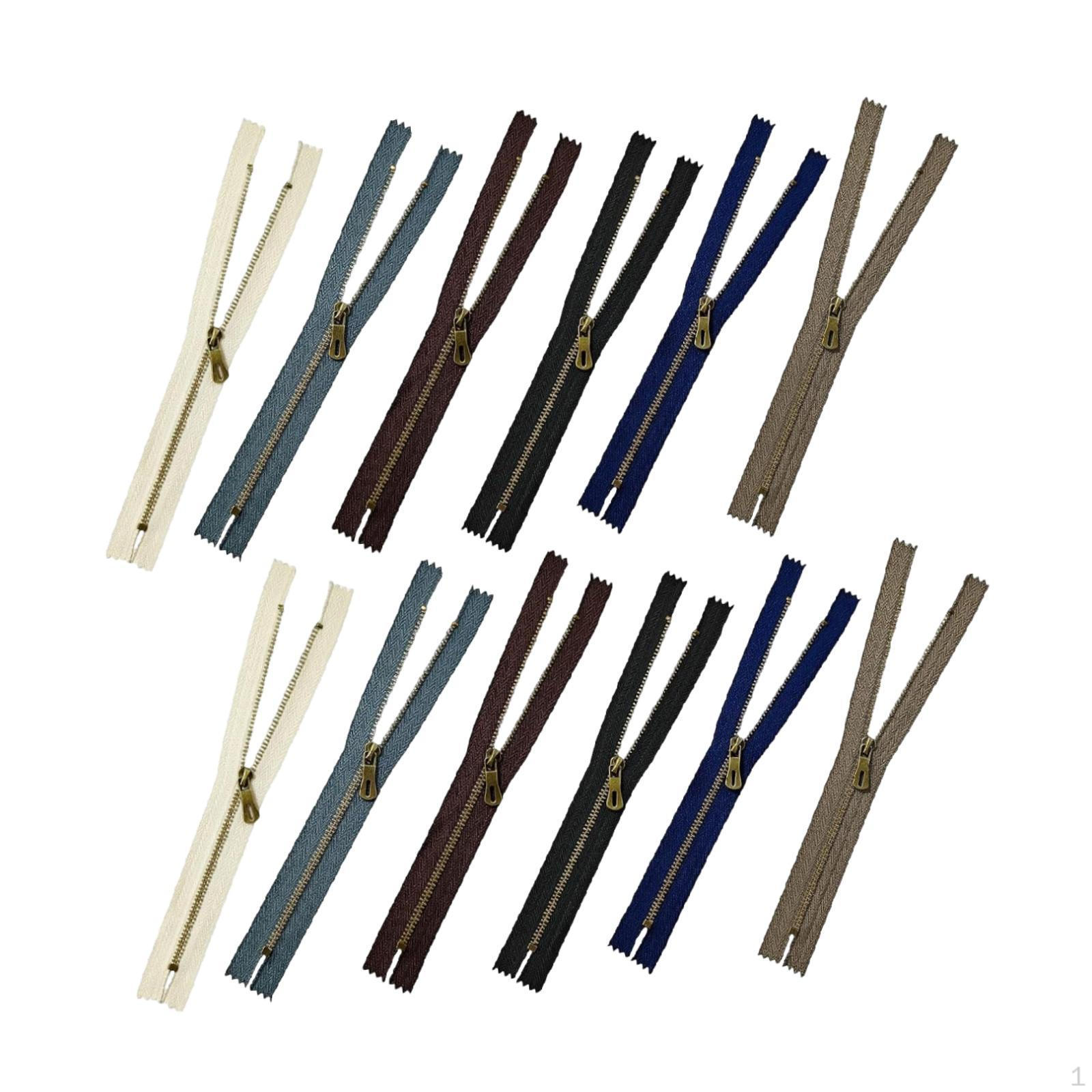 

12 Metal Zippers, Size 3, Spare Parts for Sewing Projects. 20cm