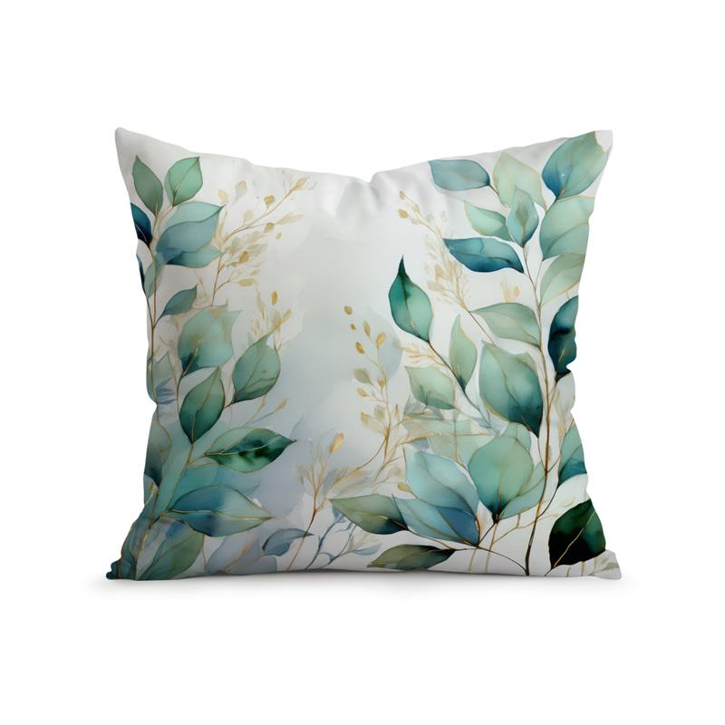 Turquoise Watercolor Leaves Cushions Pillowcase Printed Polyester 45X45Cm Throw Pillow Cover Decorative Sofa Cushion Pillowslip
