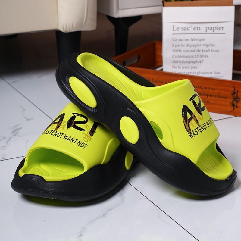 New summer men's one-word indoor and outdoor two-color bottom pad thickened stepping on shit beach slippers wholesale