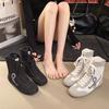 Mode Comfortabel Ademend Casual Leer Dames Sportschoenen Hoge Hop Laarzen Zomer Lage Hak Ronde Neus Rubber Buitenzool Sneakers