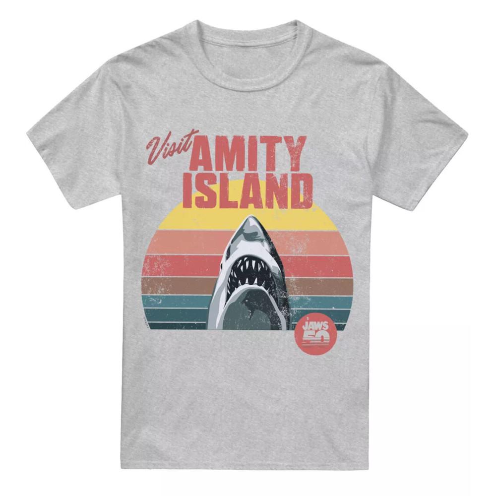 Jaws Amity Island 50Th Sunrise Unisex T ShirtAthletic HeatherJaws Movie Poster Unisex T-Shirt XL
