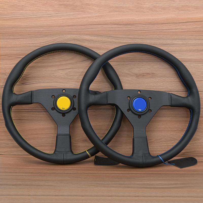 Universal Microfiber Leather Steering Wheel JDM Racing Sports Gaming Steering Wheel 14inch