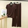 T-shirt estive in modal a maniche corte e pantaloni a gamba larga Set pigiama tinta unita Abbigliamento casual per la casa Tuta 2 pezzi Pigiama casual abbigliamento comodo