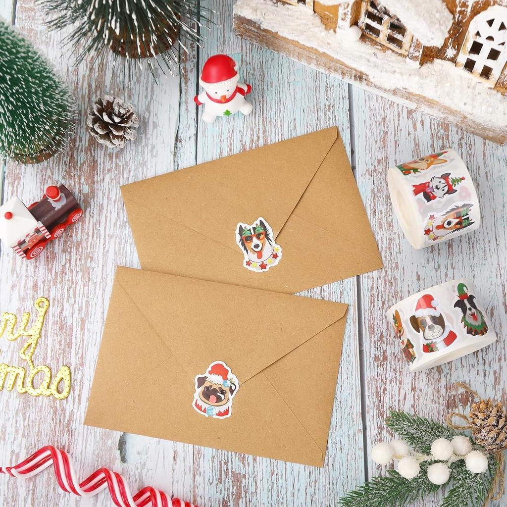 100-500Pcs Cartoon Dog Christmas Stickers Party Christmas Gift Wrapping Label Children Scrapbook Stationery Stickers