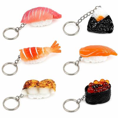 Festov Sushi Keychain 6-Piece Set Food Sample Style PVC Bag Charm Motif Cute Gift