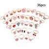 Adjustable Flower Animal Ring 36 Pcs Kawaii Cartoon Children Rings Gift for Kids
