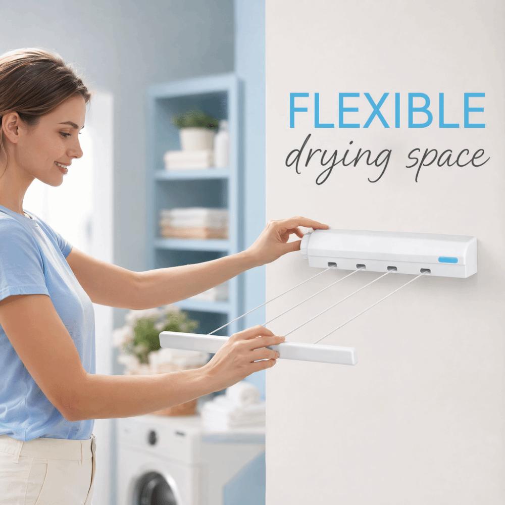Punch Installation Retractable Clothesline Plastic Laundry Drying Line  Indoor Outdoor