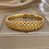 Vintage Geometric Hollow Stripes Cuff Bracelet for Women Chic Gold Plated Stainless Steel Wrist Bangle Waterproof Jewelry