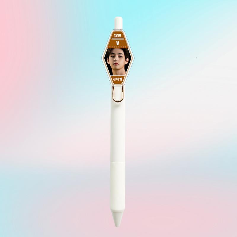 7pcs BTS Idol Portrait Gel Pen, Retractable Pen with Member Photo & Birthday Design, Kpop Fans Collectible Stationery