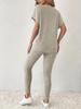 Women's Casual Ribbed Short Sleeve Pants Set - European & American Fashion