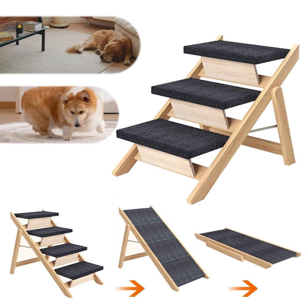 Outdoor Steps Wooden Cat Climbing Ladder Foldable Portable Pet Ladder Non-slip Pet Ramp Stair for Small Animals Climbing