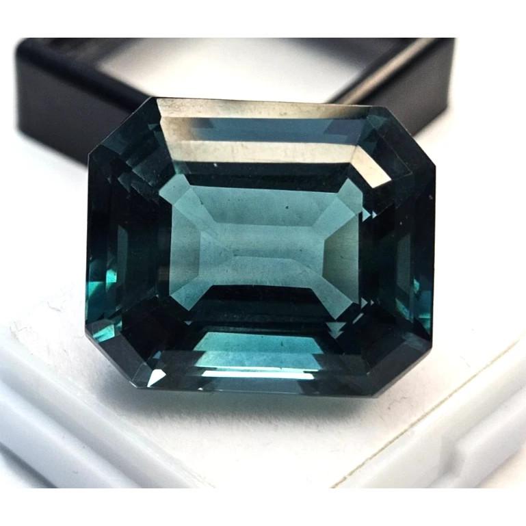 Natural Teal Blue Tourmaline 38+ Ct Emerald Cut Certified Fabulous Gemstone