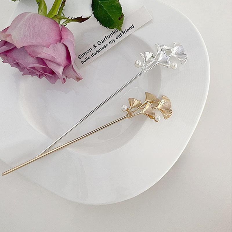 Simple Elegant Ginkgo Leaf Alloy Women Hairpins Braided Hair Multifunctional Hairpins Daily Wear Party Music Festival Accessorie