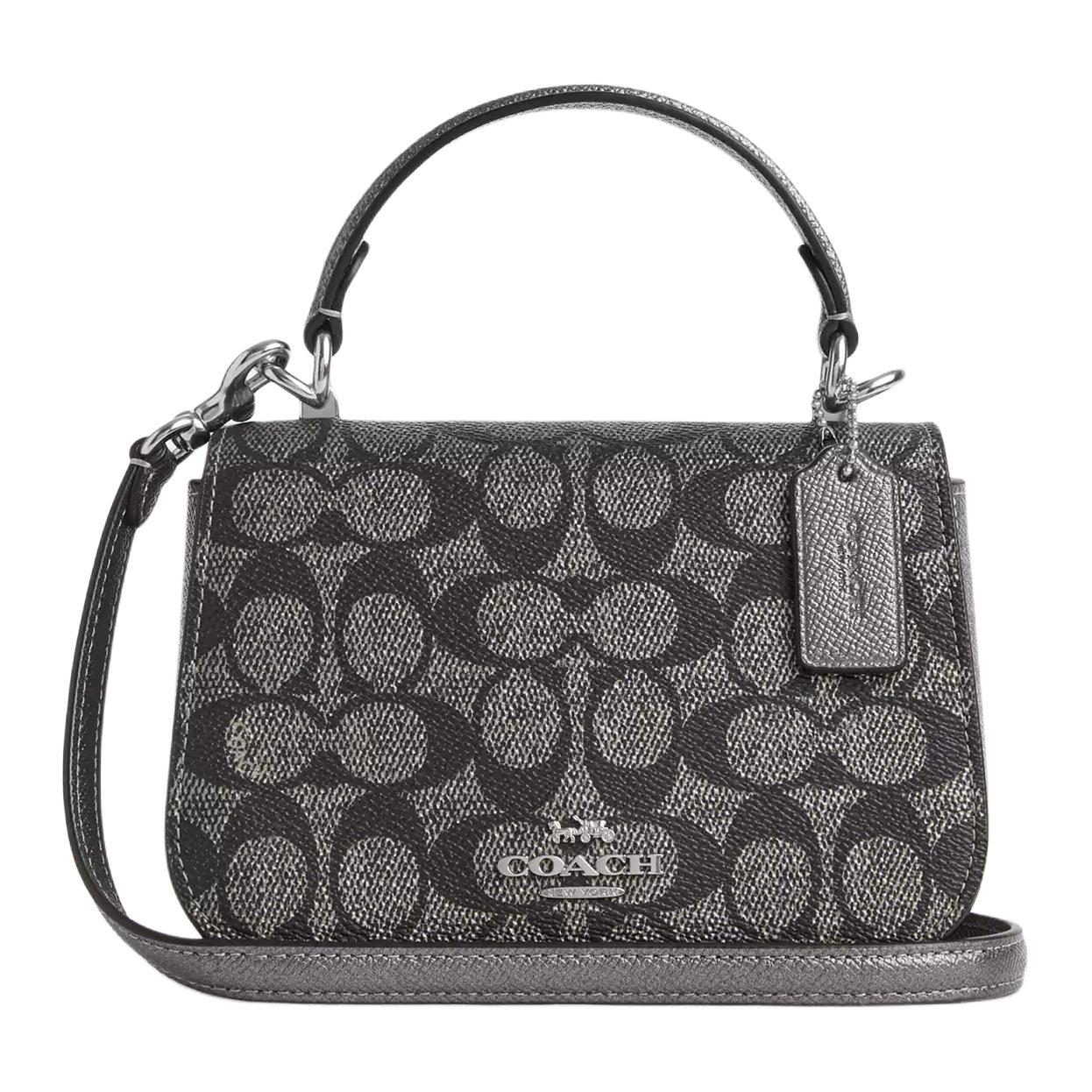 

Coach Lysa 18 Silver Metal Logo Snap Closure Coated Canvas Shoulder Crossbody Handbag Small Women handbags Bronze CX576-SVNI Gift Box Set (Basic Set+Yellow Box)