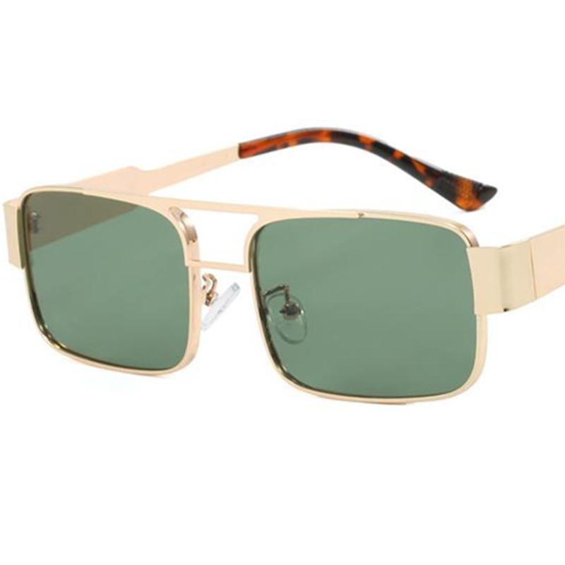 Fashion Sun Glasses Unisex Anti-UV Spectacles Rectangle Google Alloy Frame Eyeglasses Double Beam Sunglasses