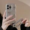 3D Roztomilý Bling Třpytivý Láska Srdce Galvanizovaný Kryt na Telefon s Korálkovým Náramkem pro iPhone 15 14 Plus 13 12 11 Pro Max Měkký Kryt
