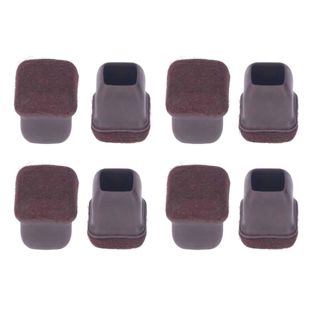 8pcs Rectangle Shape Chair Leg Covers TPE Material Brown Color Floor Protectors Anti-Scratch Protectors Indoor Furniture