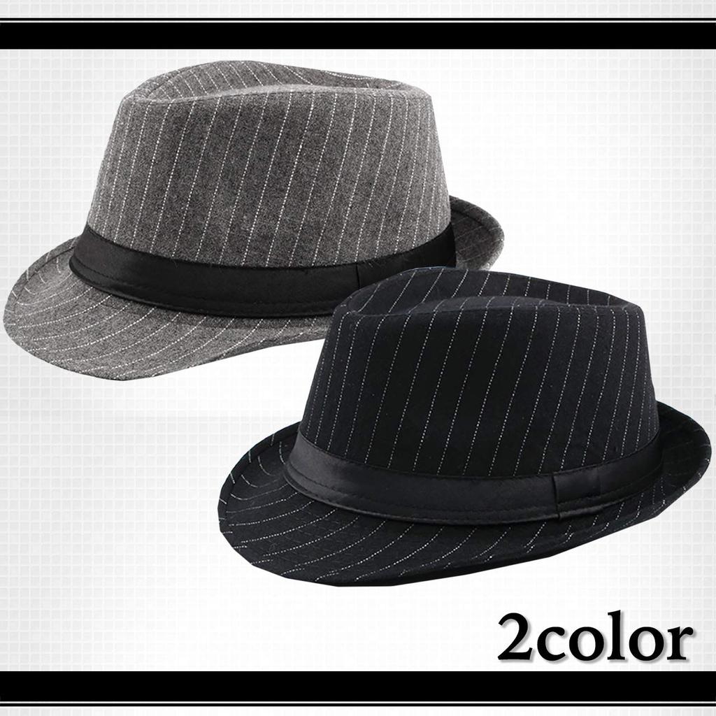WHITE FANG Fedora with Black and CA288 Men's Stripes, Gray, Fall/Winter Style, (01 Black)