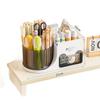 Desk Drawer Organizer Cosmetic Storage Box Office Stationery Pen Holder Rotating Desktop Transparent