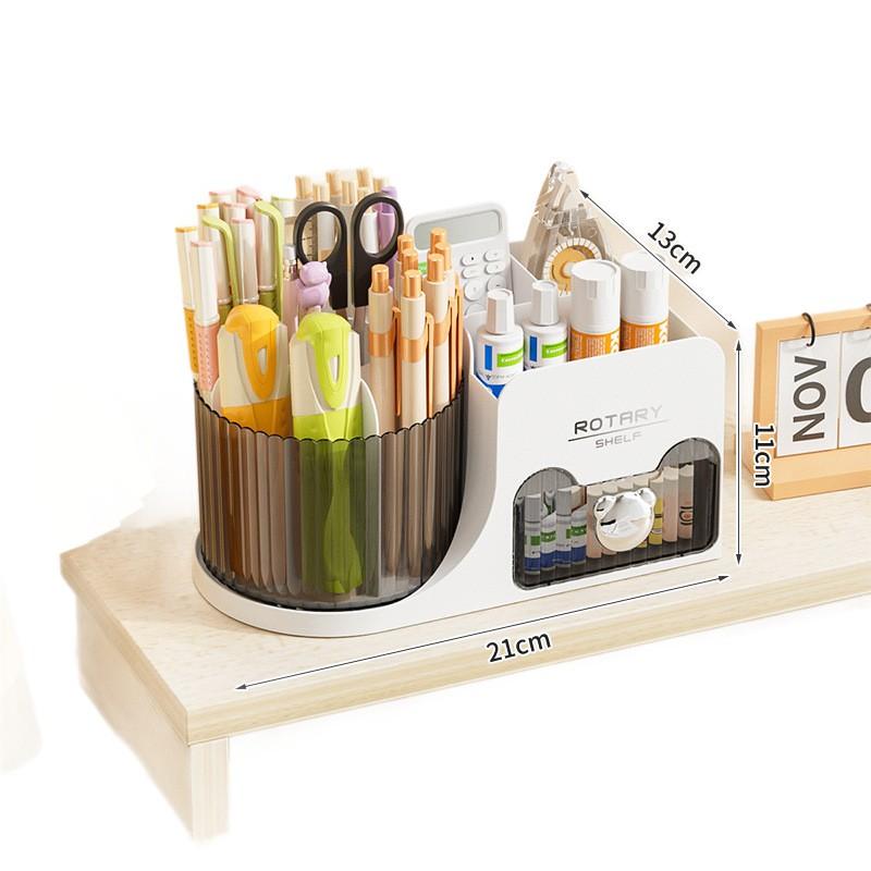 Desk Drawer Organizer Cosmetic Storage Box Office Stationery Pen Holder Rotating Desktop Transparent