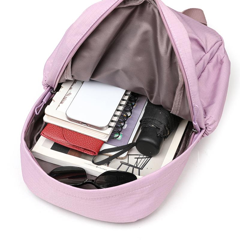 Solid Color Travel Backpack Water-Repellent Large Capacity Schoolbag for Middle School Students