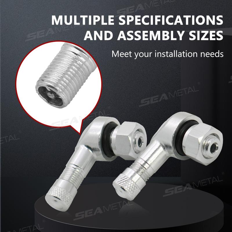 SEAMETAL 2PCS Universal Motorcycle Wheel Tire Valves Stem Cap Air Tire Cover 90 Degree CNC Aluminum Alloy Tubeless Valve Stems Valve Stems 1