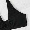 2Pcs/Set Women Bikini Set Halter Adjustable Straps Bra High Waist Hip Covering Bottoms Heart
