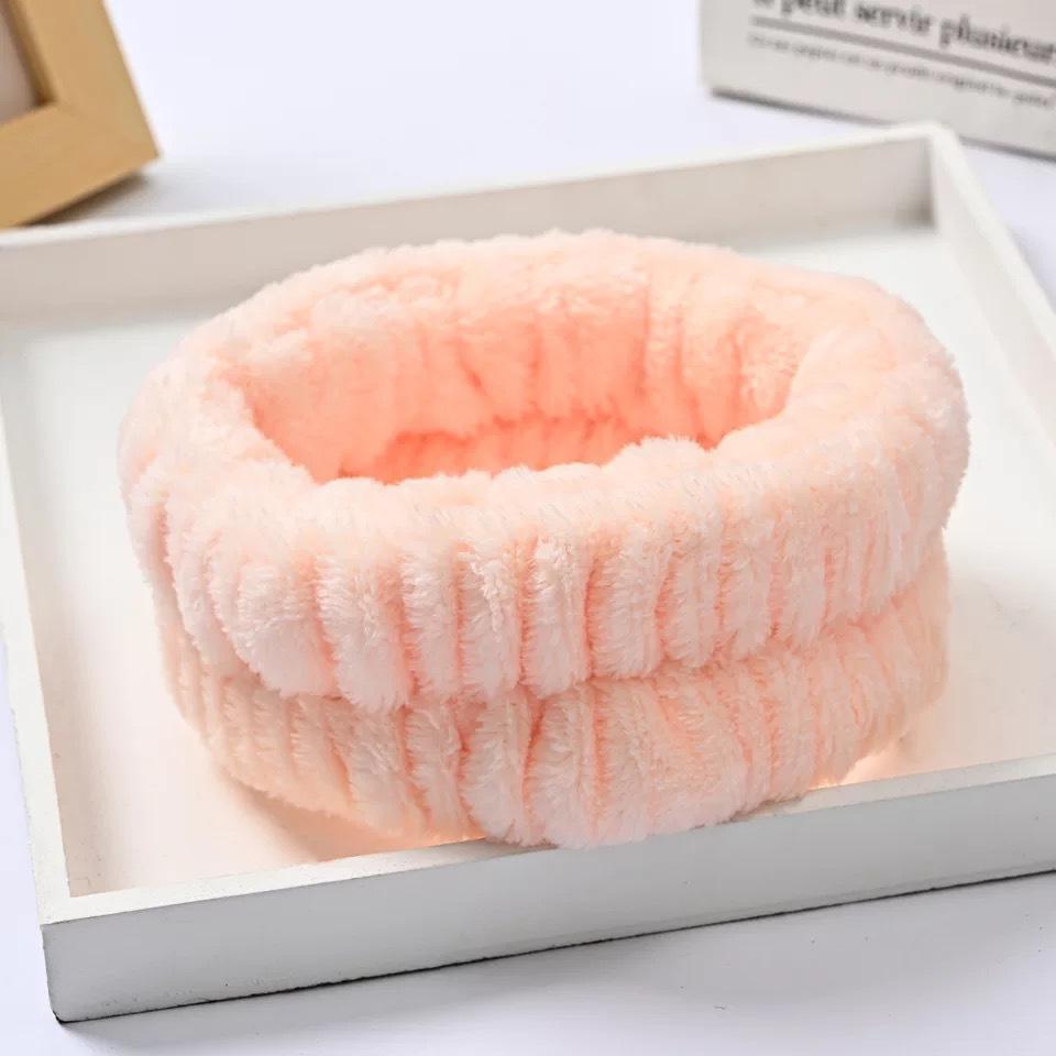Women's Flannel Spa Headband & Wristband Set, Absorbent Wrist Bands for Face Wash