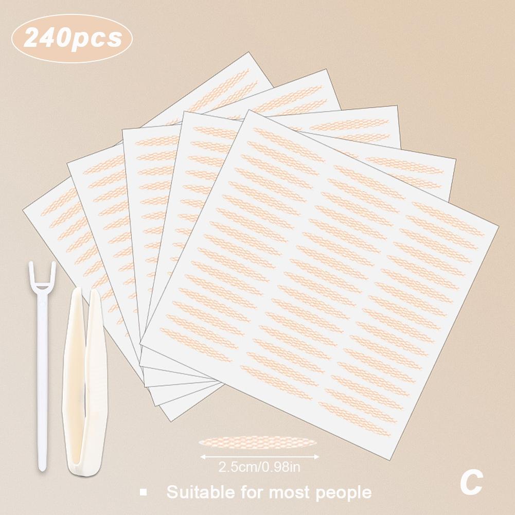 240 szt. Podwójna taśma do powiek naklejka koronka naturalna przezroczysta beżowa samoprzylepna naturalny makijaż oczu makijaż z narzędziem