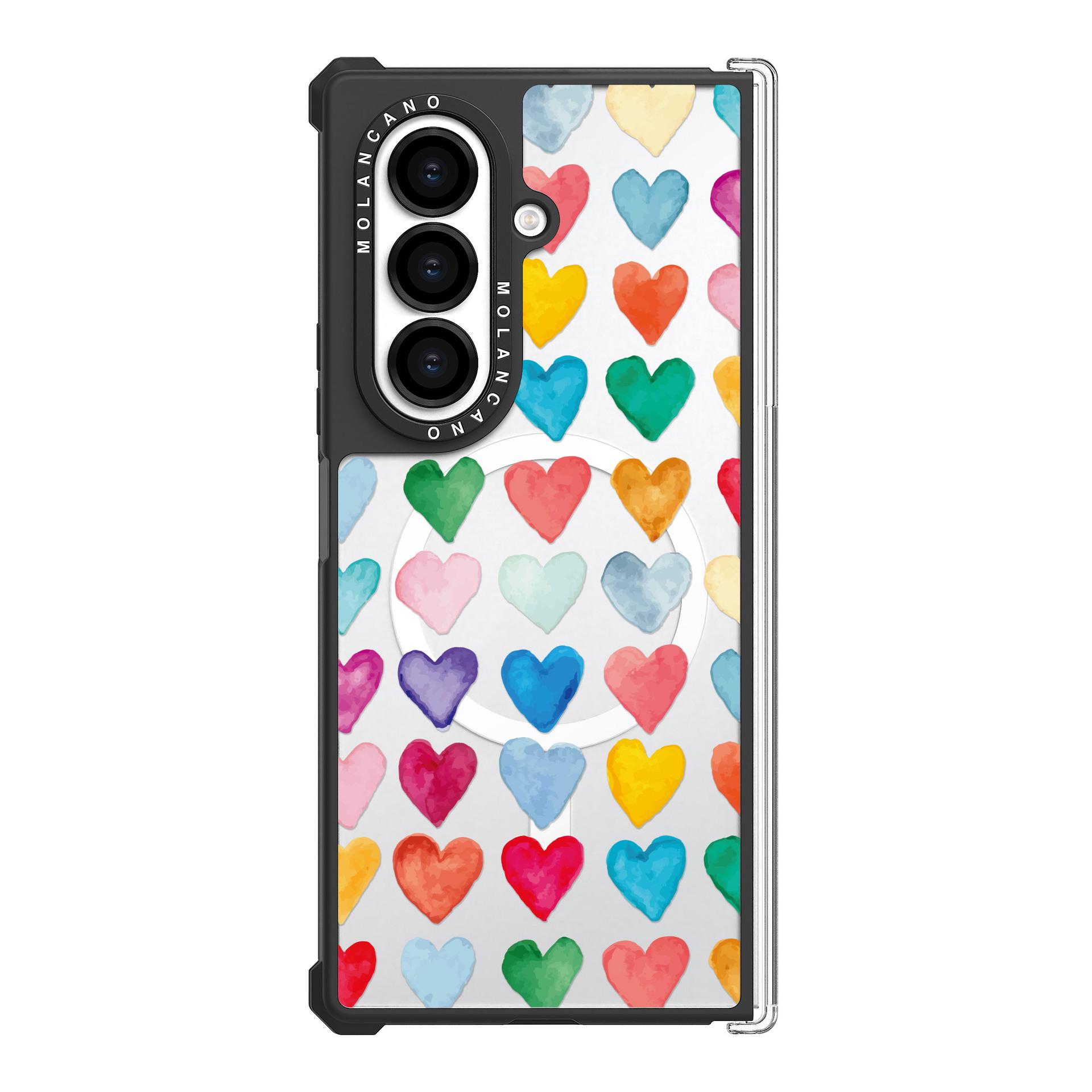 Samsung Z Fold7 Magnetic Wireless Charging Drop-Proof Case with Rainbow Heart Design